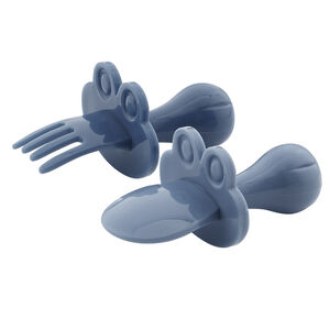 Lote de 2 cubiertos ergonómicos Montessori Yummix - Azul 