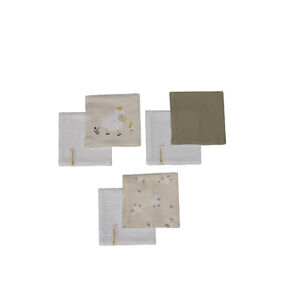 Lote de 6 toallitas lavables de 12 x 12 cm en algodón La Vida en la Granja 