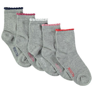 Juego de 5 pares de calcetines con borde acanalado que contrasta con festones 