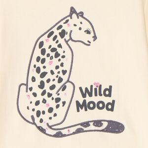 T-shirt manches longues fille motif félin à sequins 