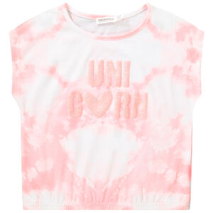 Camiseta de manga corta efecto tie & dye y estampado puff print para niña 