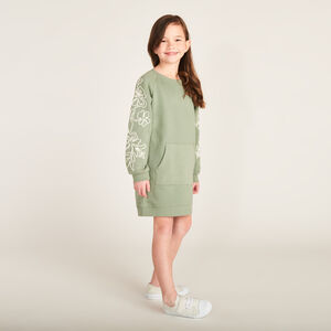 Vestido de sudadera de felpa con cordones florales niña 
