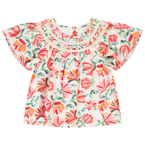 Túnica de manga corta acampanada con estampado floral para niña  Main Túnica de manga corta acampanada con estampado floral para niña