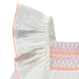 Túnica de manga corta con volantes y efecto smock para niña  Main Túnica de manga corta con volantes y efecto smock para niña