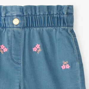 Jeans anchos con cintura elástica y bordado de flores niña bebé 