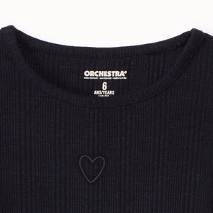 Camiseta de manga larga con corazón bordado para niña 