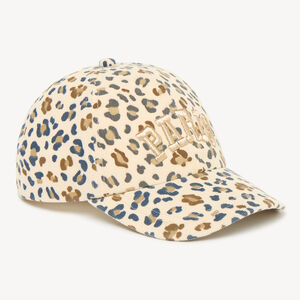 Gorra de niña de terciopelo con estampado de leopardo. 
