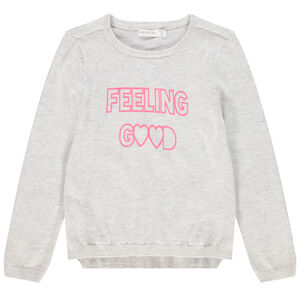 Pull en tricot rose à message pour fille Main Pull en tricot rose à message pour fille