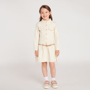 Ropa de camisa para niña de manga larga con cinturón trenzado. 