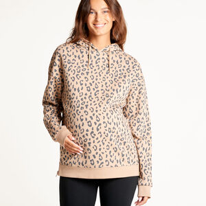 Sudadera de maternidad de felpa con estampado de leopardo. 
