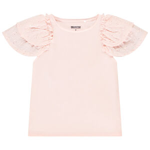 Camiseta de manga corta bordada con volantes para niña  Main Camiseta de manga corta bordada con volantes para niña