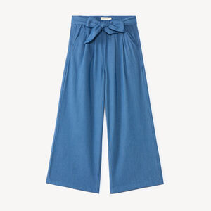 Pantalón de niña de tela amplia y lisa 