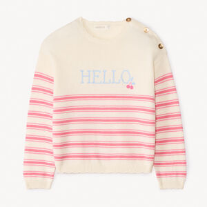 Suéter de rayas de punto con motivos fantasía para niña 