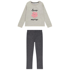 Conjunto sudadera con estampado de flores + leggings niña 