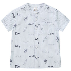 Camisa manga corta a rayas y estampada para niño 