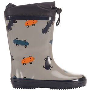 Botas de lluvia con cuello impermeable estampado de skates para bebé niño 