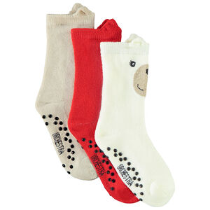 Pack de 3 pares de calcetines altos antideslizantes para bebé niña  Main Pack de 3 pares de calcetines altos antideslizantes para bebé niña