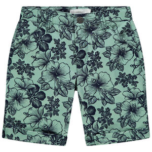 Bermudas en algodón orgánico estampado floral all-over 