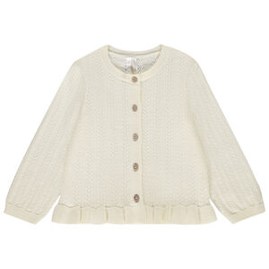 Chaleco de punto calado con volante para bebé niña 