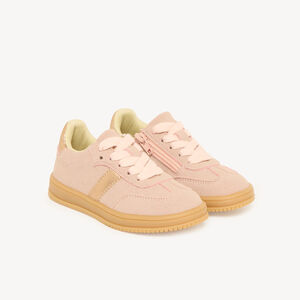 Zapatillas de niña con cremallera y cordones rosas 