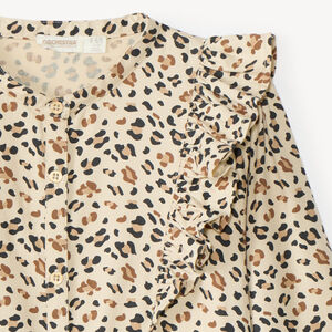 Camisa de manga larga para niña con estampado de leopardo 