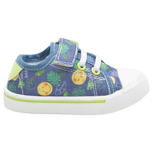 Zapatillas bajas de tela con velcro y cordones con SMiley estampado all over 