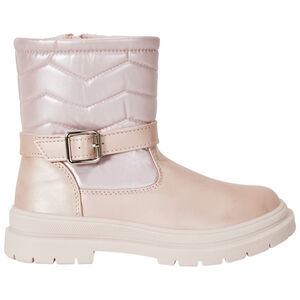 Botines rosas efecto iridiscente con correa para niña 