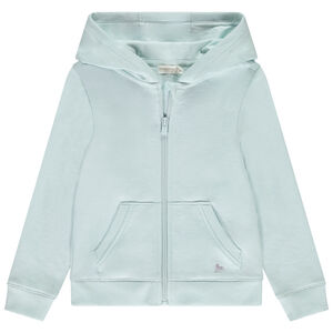 Chaqueta de felpa lisa con capucha y bolsillos para niña 