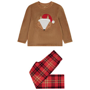 Pijama de 2 piezas con parche de reno navideño para niño 