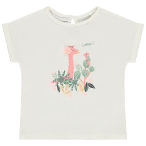 Camiseta de manga corta con estampado de jirafa para bebé niña 