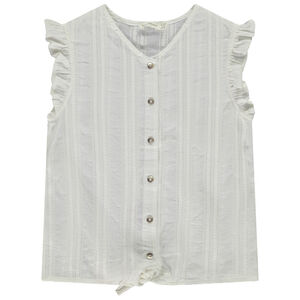 Blusa de manga corta con volantes y lazo para niña  Main Blusa de manga corta con volantes y lazo para niña