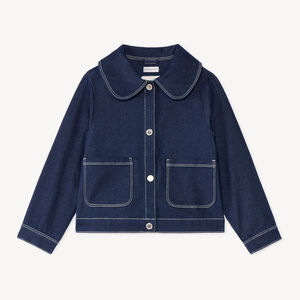 Chaqueta de mezclilla para niña con cuello de camisa. 