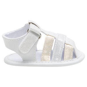 Sandalias flexibles con tiras brillantes con tira y velcro 