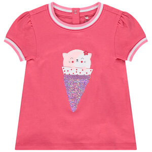 Camiseta manga corta de algodón orgánico estampado fantasía 