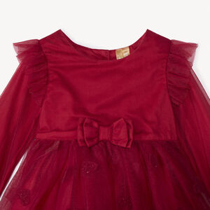 Robe de fiesta de manga larga con corazones brillantes niña. 