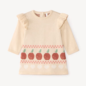 Ropa de bebé niña de punto con motivo de manzana y corazones 