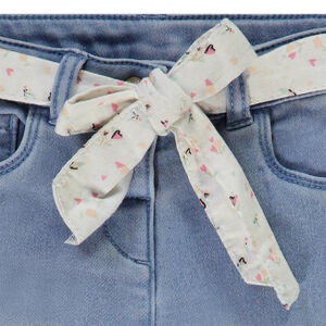 Jean recto con cinturón para anudar estampado para bebé niña 