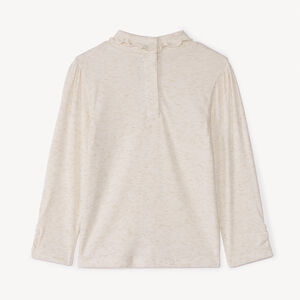 Camiseta interior de punto acanalado brillante con cuello alto para bebé niña 