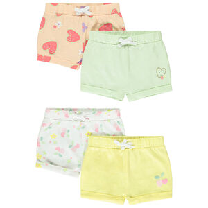 Pack de 4 shorts fantasía en punto slub para bebé niña 