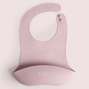 Babero silicona con bolsillo recogealimentos rosa 