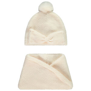 Conjunto snood de sherpa + gorro con pompón para bebé niña  Main Conjunto snood de sherpa + gorro con pompón para bebé niña