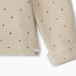 Gilet de punto liso en punto calado efecto ajouré para niña bebé 