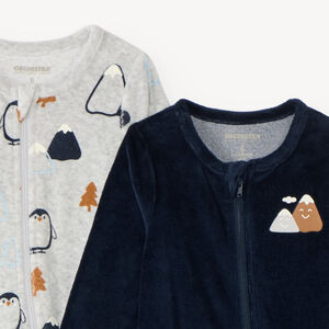 Conjunto de 2 pijamas con cremallera para bebé niño de terciopelo 