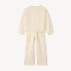 Conjunto de chándal de jacquard trenzado liso para niña. 