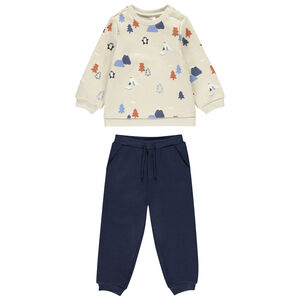 Conjunto de chándal de felpa estampado Ártico para bebé niño 