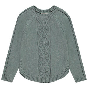 Jersey liso de punto trenzado brillante para niña 