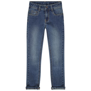 Jean skinny effet used à texte en relief Main Jean skinny effet used à texte en relief