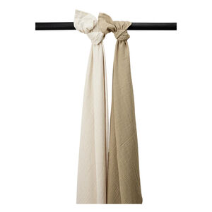 Lot de 2 langes mousseline Soft Sand/Taupe - 120x120cm  