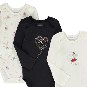 Pack de 5 bodies de punto de jersey con estampado de fantasía para bebé niña 