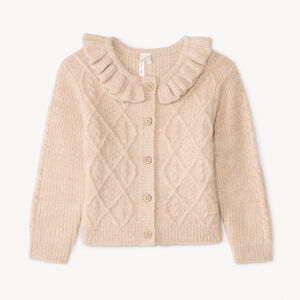 Gilet en tricot torsadé et collerette pour bébé fille  Main Gilet en tricot torsadé et collerette pour bébé fille